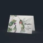 Joyful Daughter Birthday Hummingbird Elegant Karte<br><div class="desc">Ihre Tochter wird von dieser Kolibris-Aquarellkarte am Geburtstag begeistert sein. Sie wird das Zitat verehren: "Wie Kolibri-Flügel ist Ihre Liebe ein fröhliches Geschenk." Das elegante Design entstand aus meinem originalen Kunstwerk in sanften Farben wie Rosa und Grün. Ideal für eine Frau, die die Freude an Vögeln, Gärten und Blume schätzt....</div>