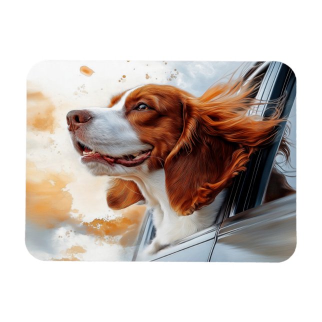 Joyful Dog in Wind Art Print Magnet (Horizontal)