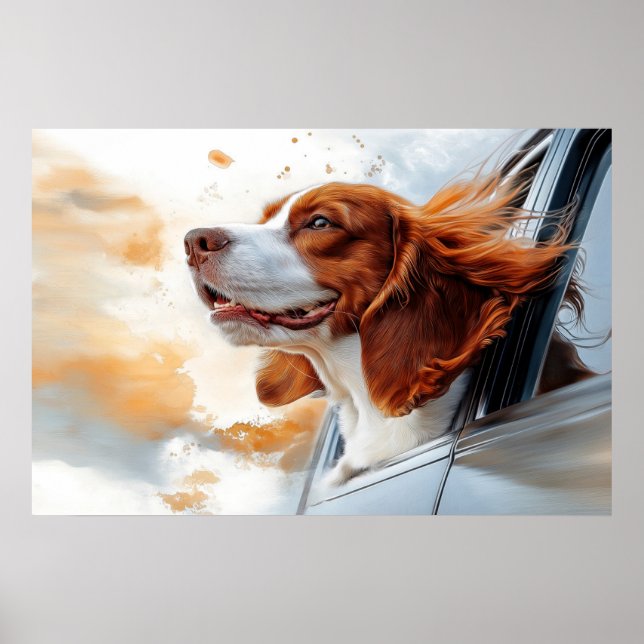Joyful Dog in Wind Art Print Poster (Vorne)