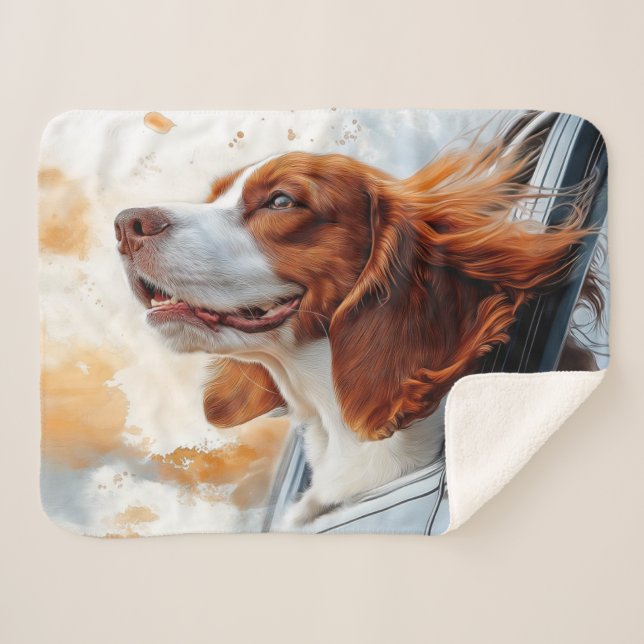 Joyful Dog in Wind Art Print Sherpadecke (Vorderseite (Horizontal))