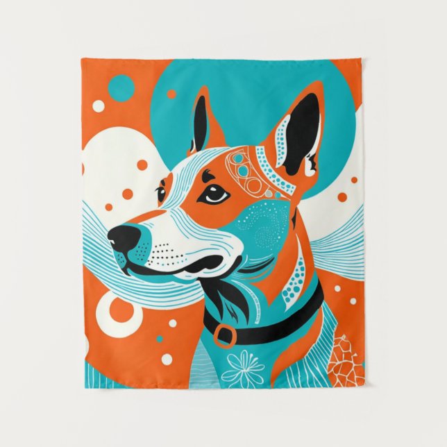 Joyful Dog Portrait Wandteppich (Vorderseite)