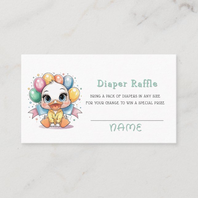 Joyful Duckling Diaper Raffle Visitenkarte (Vorderseite)