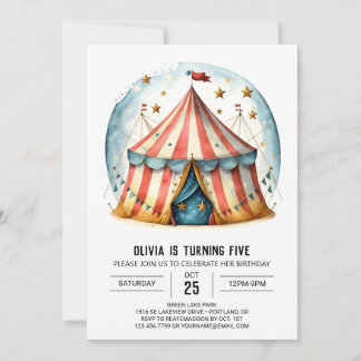 Joyful Editable Whimsy Circus Geburtstag Einladung