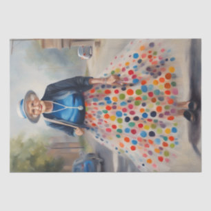 Joyful Elegance: Alte Dame im farbenfrohen Tulle-R Seidenpapier