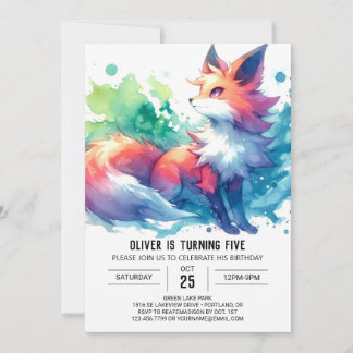 Joyful Elegant Fox Geburtstag Einladung