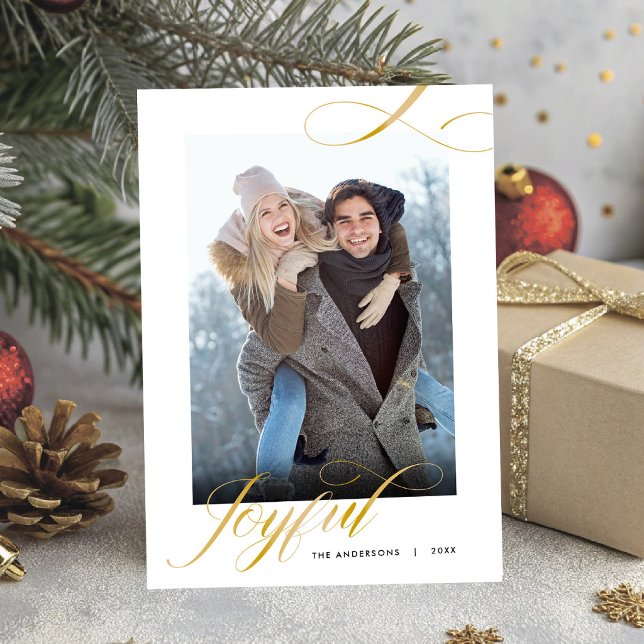 Joyful Elegant Script Foto Weihnachten (Von Creator hochgeladen)