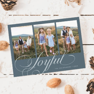 Joyful Elegante Script Slate Multi Foto Holiday Feiertagskarte