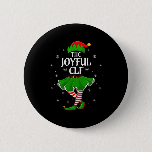 Joyful Elf Christmas Family Girls Women Elf Squad  Button (Vorderseite)