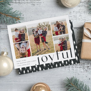 Joyful Five   Holiday Photo Collage Card   Black Feiertagskarte