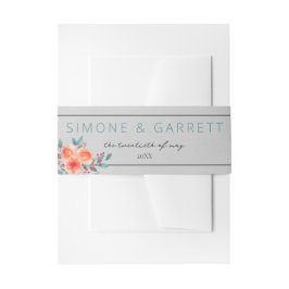 Joyful Floral Orange und Aquamarine Hochzeit Einladungsbanderole