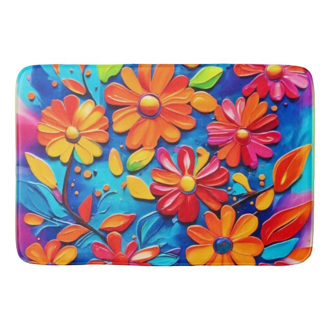 Joyful Floral Painting Badematte (Vorderseite)