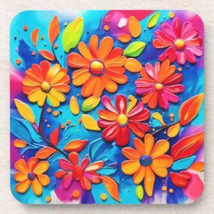 Joyful Floral Painting Getränkeuntersetzer