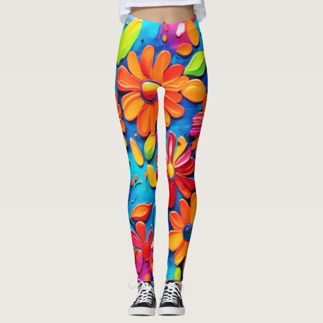 Joyful Floral Painting Leggings (Vorderseite)