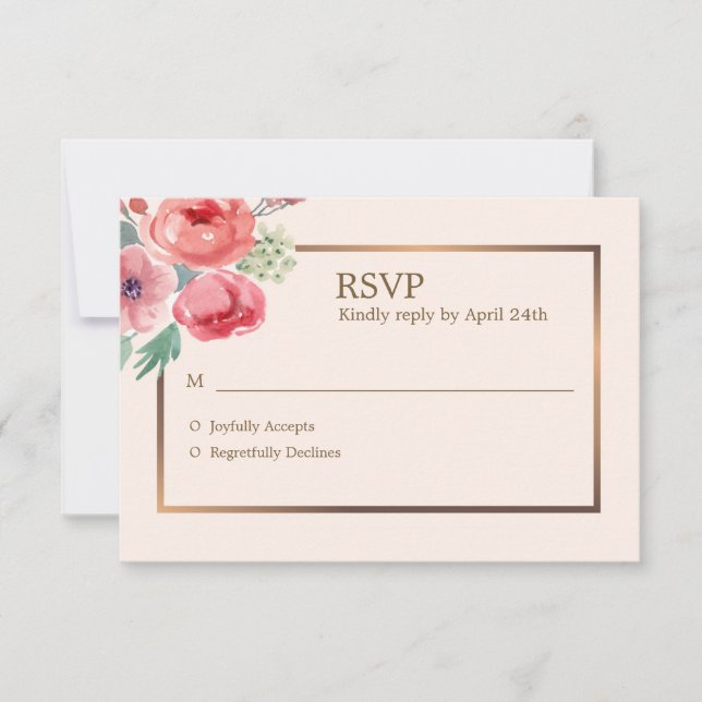 Joyful Floral RSVP Card Karte (Vorderseite)