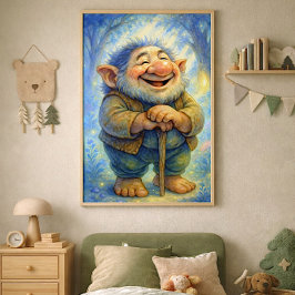 Joyful Forest Troll – Whimsical Storybook Wall Art Fotodruck