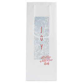 Joyful Frosty Bright Red and Blue Holiday Geschenktüte Für Weinflaschen