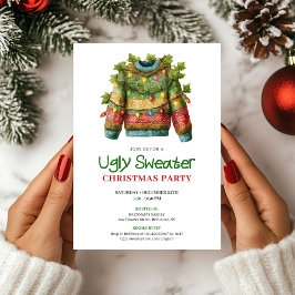 Joyful Funny Ugly Sweater Christmas Invite Einladung