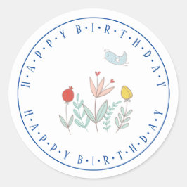 Joyful Garden Bird Classic Round Sticker