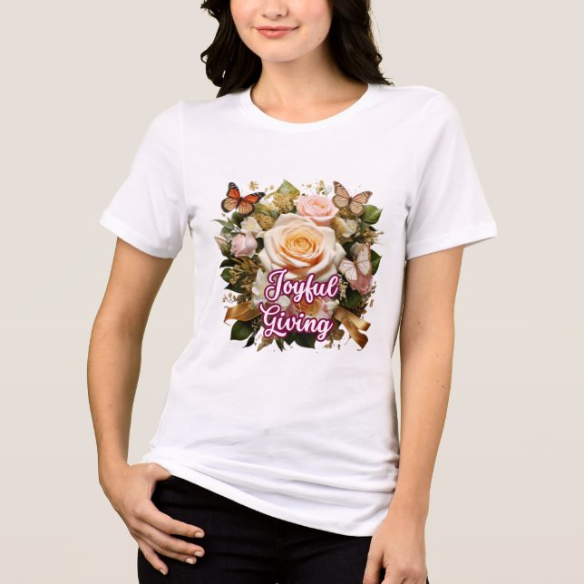 Joyful Giving — Inspirational Typography T-Shirt Tri-Blend Shirt (Vorderseite)