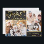 Joyful Gold Frame Chalkboard 2 FOTO Grußkarte Feiertagskarte<br><div class="desc">Freuen Sie sich auf die Grußkarte mit 2 FOTO Chalkboard. Freuen Sie sich auf Ihre nahen und machen Sie die Feier unvergesslich mit dieser Sammlung: https://www.zazzle.com/collections/christmas_joyful_gold-119448944837872737?rf=238259176291992805 Für weitere Anpassungen klicken Sie bitte auf den Link "Weitere" und verwenden Sie unser Design-Tool,  um diese Vorlage zu modifizieren.</div>