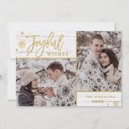 Joyful Gold Frame Modernes Script 2 FOTO Gruß Feiertagskarte