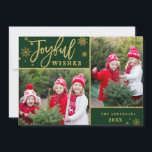 Joyful Gold Frame Modernes Script 2 FOTO Gruß Feiertagskarte<br><div class="desc">Joyful Gold Frame Modernes Script 2 FOTO Grußkarte.</div>