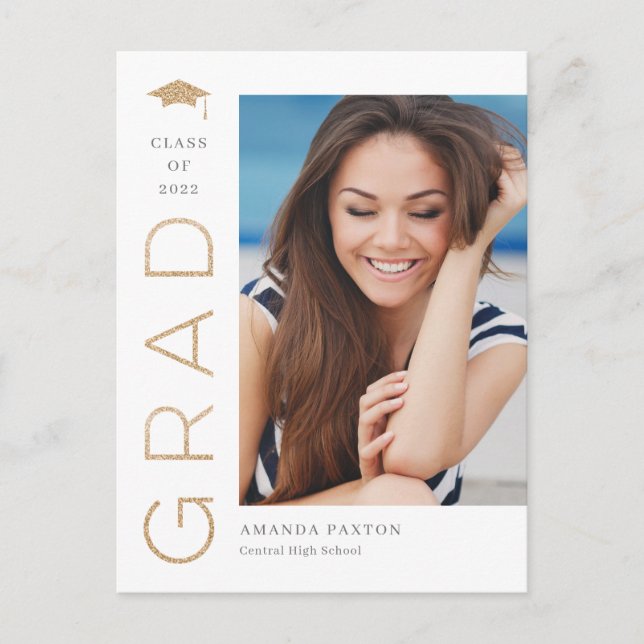 Joyful Grad Editable Color Abschluss Postcard Postkarte (Vorderseite)