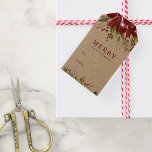 Joyful Greenery Frory Christmas Kraft Geschenkanhänger<br><div class="desc">Individuell gedruckte Geschenketiketten personalisiert mit Ihrem Text auf echtes Kraftpapier. Dieses elegante, moderne Design besticht durch eine Aquarellgrüne mit Poinsettias und heiligen Blätter, die sich mit unserer Ferienkollektion "Freudengrün" abstimmen. Mit den Designtools können Sie beliebige Hintergrundfarben auswählen, Schriftart und Farben bearbeiten oder eigene Fotos hochladen, um ein Geschenketikett für eine...</div>