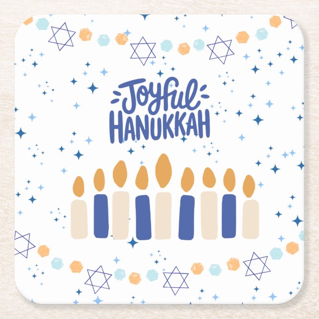 Joyful Hanukkah Rechteckiger Pappuntersetzer (Vorderseite)