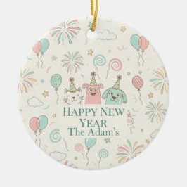 Joyful Happy New Year 2026 Name Keramik Ornament