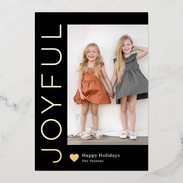 Joyful Heart Foil Carte de vacances modifiable cou (Recto)