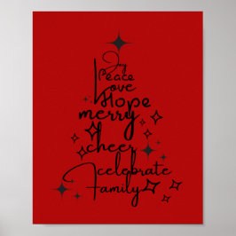 Joyful Holiday Tree - Typografy Art Festive Words Poster