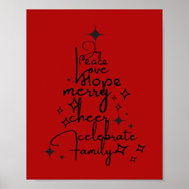 Joyful Holiday Tree - Typografy Art Festive Words Poster (Vorne)