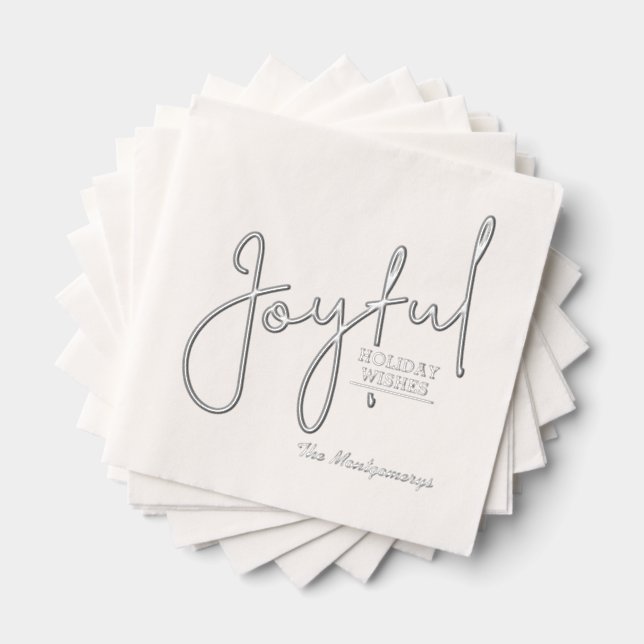 Joyful Holiday Wishes Foil Stamped Napkins (Insitu (empilé))