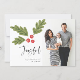 Joyful Holly Berry Modern Bold Holiday White Foto