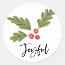 Joyful Holly Berry Modern Bold Holiday White Foto