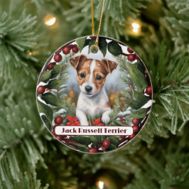 Joyful Jack Russel, Personalisiere Weihnachten Keramik Ornament