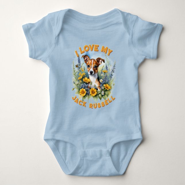 Joyful Jack Russell - Personalisiert Baby Bodysuit Baby Strampler (Vorderseite)