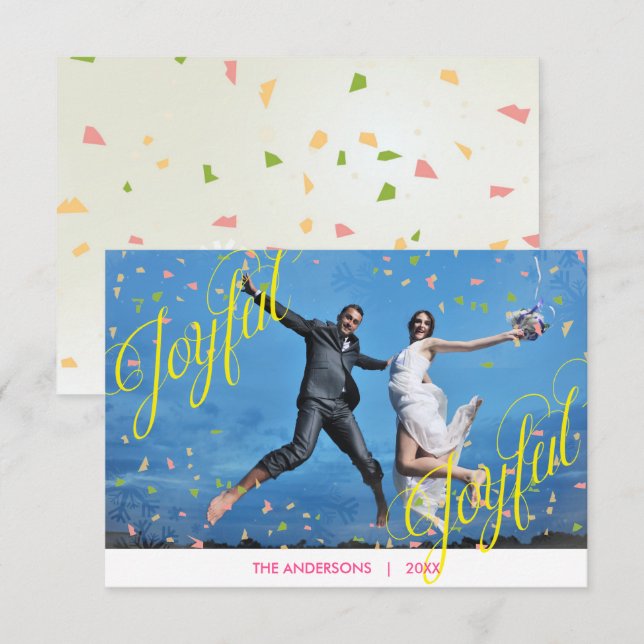 Joyful Joyful Confetti Foto - 3x5 Weihnachtskarte Einladung (Vorne/Hinten)