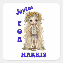 Joyful Kamala Harris Präsident Hippie Boho Quadratischer Aufkleber