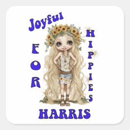 Joyful Kamala Harris Präsident Hippie Boho Quadratischer Aufkleber