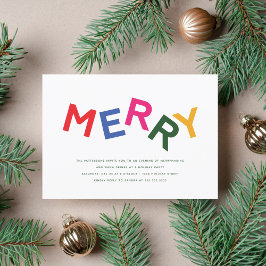 Joyful Lettering Holiday Party Invitations Einladung
