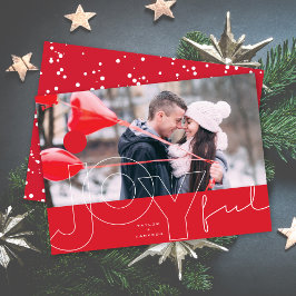 Joyful Lines Big Red Dot Modern Typografy Foto Feiertagskarte