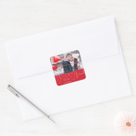 Joyful Lines Big Red Dot Modern Typografy Foto Quadratischer Aufkleber