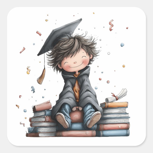 Joyful Little Graduate Quadratischer Aufkleber (Vorderseite)
