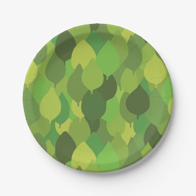 Joyful Lush Blätter - nahtloses Oberflächenmuster. Pappteller (Vorderseite)