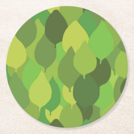 Joyful Lush Blätter - nahtloses Oberflächenmuster. Runder Pappuntersetzer