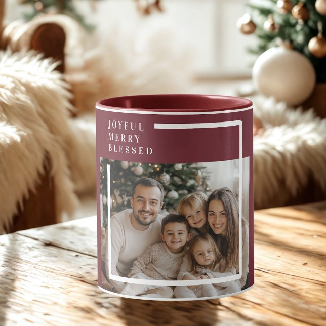 Joyful Merry Blessed Christmas Photo Custom  Tasse (Von Creator hochgeladen)