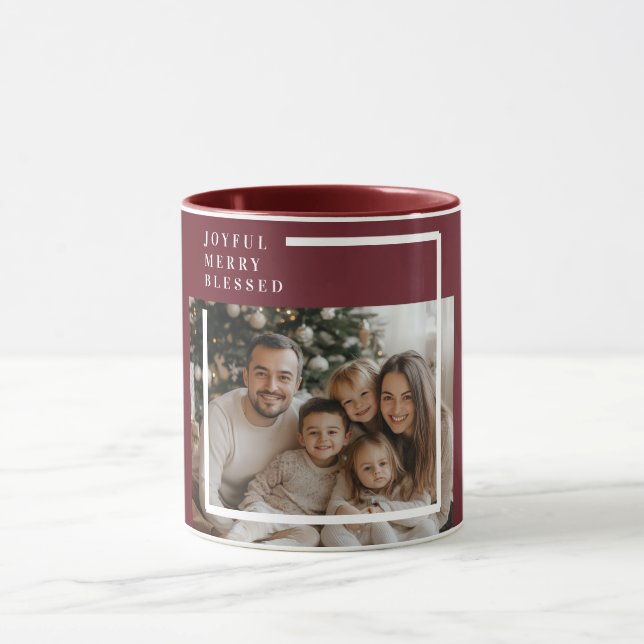 Joyful Merry Blessed Christmas Photo Custom  Tasse (Zentrum)