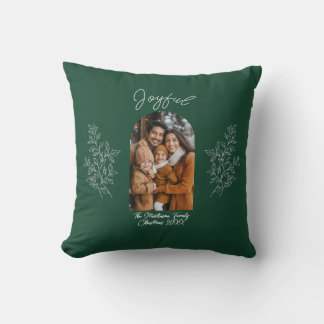 Joyful Modern Arch Family Photo Christmas Kissen